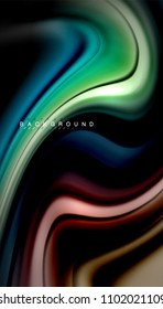 Abstract wave lines fluid rainbow style color stripes on black background. Vector artistic illustration for presentation, app wallpaper, banner or poster