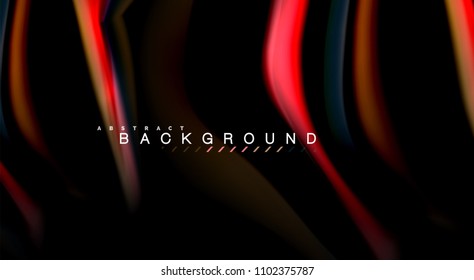 Abstract wave lines fluid rainbow style color stripes on black background. Vector artistic illustration for presentation, app wallpaper, banner or poster