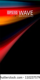 Abstract wave lines fluid rainbow style color stripes on black background. Vector artistic illustration for presentation, app wallpaper, banner or poster