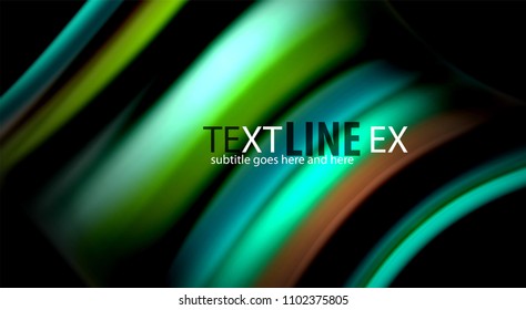 Abstract wave lines fluid rainbow style color stripes on black background. Vector artistic illustration for presentation, app wallpaper, banner or poster