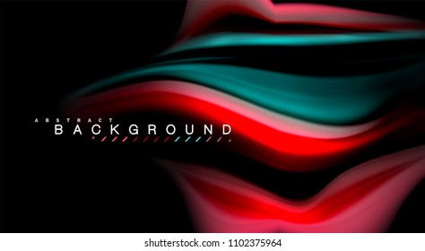 Abstract wave lines fluid rainbow style color stripes on black background. Vector artistic illustration for presentation, app wallpaper, banner or poster