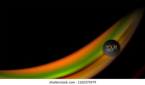 Abstract wave lines fluid rainbow style color stripes on black background. Vector artistic illustration for presentation, app wallpaper, banner or poster