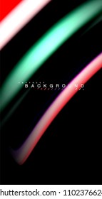 Abstract wave lines fluid rainbow style color stripes on black background. Vector artistic illustration for presentation, app wallpaper, banner or poster
