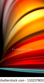 Abstract wave lines fluid rainbow style color stripes on black background. Vector artistic illustration for presentation, app wallpaper, banner or poster