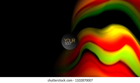 Abstract wave lines fluid rainbow style color stripes on black background. Vector artistic illustration for presentation, app wallpaper, banner or poster