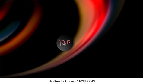 Abstract wave lines fluid rainbow style color stripes on black background. Vector artistic illustration for presentation, app wallpaper, banner or poster