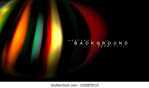 Abstract wave lines fluid rainbow style color stripes on black background. Vector artistic illustration for presentation, app wallpaper, banner or poster