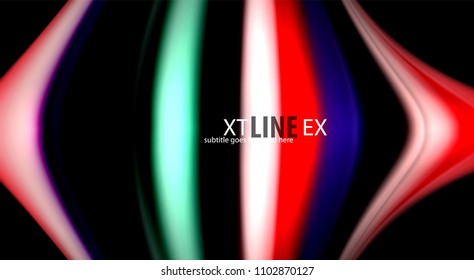 Abstract wave lines fluid rainbow style color stripes on black background. Vector artistic illustration for presentation, app wallpaper, banner or poster