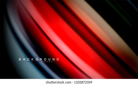 Abstract wave lines fluid rainbow style color stripes on black background. Vector artistic illustration for presentation, app wallpaper, banner or poster