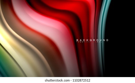 Abstract wave lines fluid rainbow style color stripes on black background. Vector artistic illustration for presentation, app wallpaper, banner or poster
