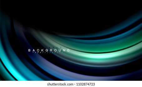 Abstract wave lines fluid rainbow style color stripes on black background. Vector artistic illustration for presentation, app wallpaper, banner or poster