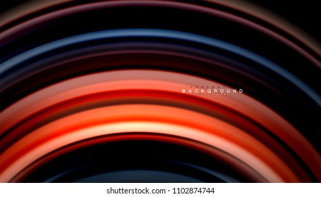 Abstract wave lines fluid rainbow style color stripes on black background. Vector artistic illustration for presentation, app wallpaper, banner or poster