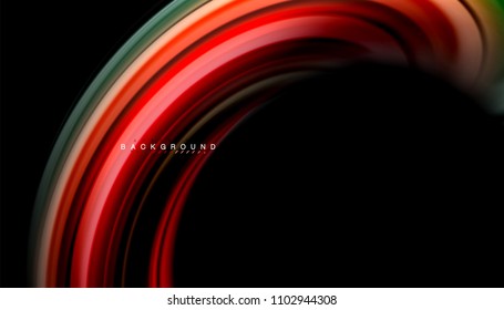 Abstract wave lines fluid rainbow style color stripes on black background. Vector artistic illustration for presentation, app wallpaper, banner or poster
