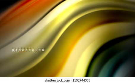 Abstract wave lines fluid rainbow style color stripes on black background. Vector artistic illustration for presentation, app wallpaper, banner or poster
