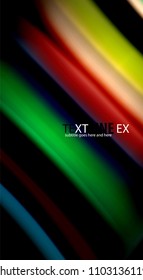 Abstract wave lines fluid rainbow style color stripes on black background. Vector artistic illustration for presentation, app wallpaper, banner or poster