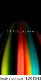 Abstract wave lines fluid rainbow style color stripes on black background. Vector artistic illustration for presentation, app wallpaper, banner or poster
