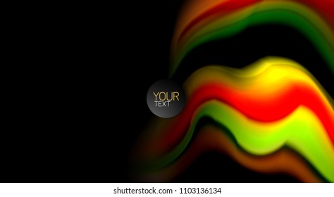 Abstract wave lines fluid rainbow style color stripes on black background. Vector artistic illustration for presentation, app wallpaper, banner or poster