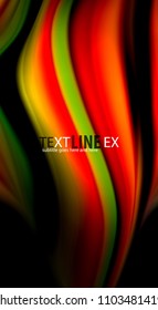 Abstract wave lines fluid rainbow style color stripes on black background. Vector artistic illustration for presentation, app wallpaper, banner or poster