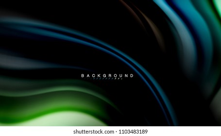 Abstract wave lines fluid rainbow style color stripes on black background. Vector artistic illustration for presentation, app wallpaper, banner or poster