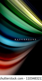 Abstract wave lines fluid rainbow style color stripes on black background. Vector artistic illustration for presentation, app wallpaper, banner or poster