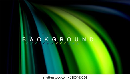 Abstract wave lines fluid rainbow style color stripes on black background. Vector artistic illustration for presentation, app wallpaper, banner or poster