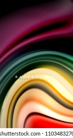 Abstract wave lines fluid rainbow style color stripes on black background. Vector artistic illustration for presentation, app wallpaper, banner or poster