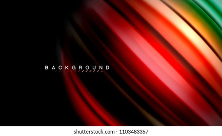 Abstract wave lines fluid rainbow style color stripes on black background. Vector artistic illustration for presentation, app wallpaper, banner or poster