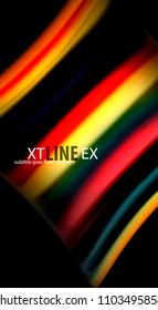 Abstract wave lines fluid rainbow style color stripes on black background. Vector artistic illustration for presentation, app wallpaper, banner or poster