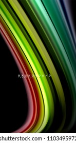 Abstract wave lines fluid rainbow style color stripes on black background. Vector artistic illustration for presentation, app wallpaper, banner or poster