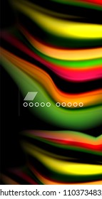 Abstract wave lines fluid rainbow style color stripes on black background. Vector artistic illustration for presentation, app wallpaper, banner or poster