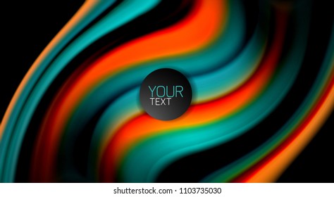 Abstract wave lines fluid rainbow style color stripes on black background. Vector artistic illustration for presentation, app wallpaper, banner or poster