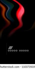 Abstract wave lines fluid rainbow style color stripes on black background. Vector artistic illustration for presentation, app wallpaper, banner or poster