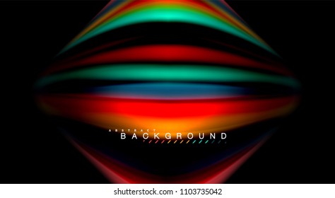 Abstract wave lines fluid rainbow style color stripes on black background. Vector artistic illustration for presentation, app wallpaper, banner or poster