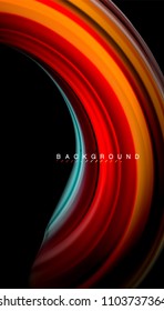 Abstract wave lines fluid rainbow style color stripes on black background. Vector artistic illustration for presentation, app wallpaper, banner or poster