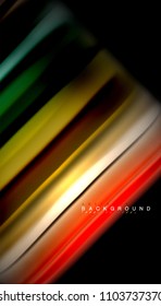 Abstract wave lines fluid rainbow style color stripes on black background. Vector artistic illustration for presentation, app wallpaper, banner or poster
