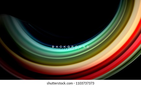 Abstract wave lines fluid rainbow style color stripes on black background. Vector artistic illustration for presentation, app wallpaper, banner or poster