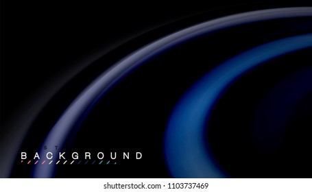 Abstract wave lines fluid rainbow style color stripes on black background. Vector artistic illustration for presentation, app wallpaper, banner or poster