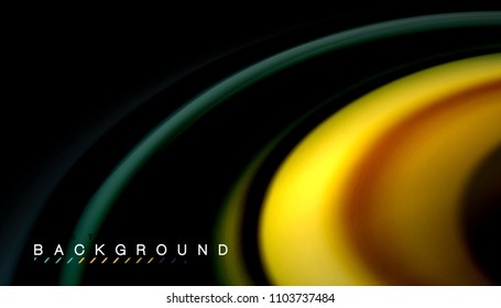 Abstract wave lines fluid rainbow style color stripes on black background. Vector artistic illustration for presentation, app wallpaper, banner or poster