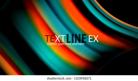 Abstract wave lines fluid rainbow style color stripes on black background. Vector artistic illustration for presentation, app wallpaper, banner or poster