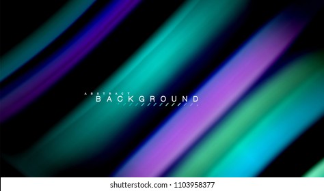 Abstract wave lines fluid rainbow style color stripes on black background. Vector artistic illustration for presentation, app wallpaper, banner or poster