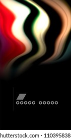 Abstract wave lines fluid rainbow style color stripes on black background. Vector artistic illustration for presentation, app wallpaper, banner or poster