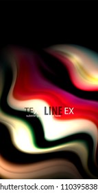 Abstract wave lines fluid rainbow style color stripes on black background. Vector artistic illustration for presentation, app wallpaper, banner or poster