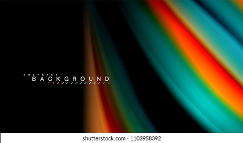 Abstract wave lines fluid rainbow style color stripes on black background. Vector artistic illustration for presentation, app wallpaper, banner or poster
