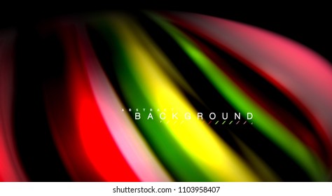 Abstract wave lines fluid rainbow style color stripes on black background. Vector artistic illustration for presentation, app wallpaper, banner or poster