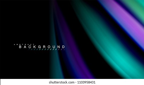 Abstract wave lines fluid rainbow style color stripes on black background. Vector artistic illustration for presentation, app wallpaper, banner or poster