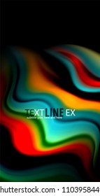 Abstract wave lines fluid rainbow style color stripes on black background. Vector artistic illustration for presentation, app wallpaper, banner or poster
