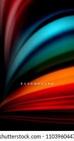 Abstract wave lines fluid rainbow style color stripes on black background. Vector artistic illustration for presentation, app wallpaper, banner or poster