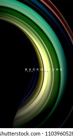 Abstract wave lines fluid rainbow style color stripes on black background. Vector artistic illustration for presentation, app wallpaper, banner or poster