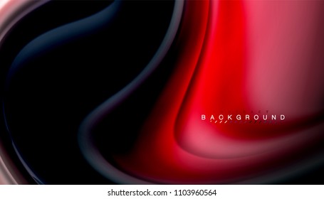 Resumen de líneas de onda fluidos estilo arco iris rayas de color sobre fondo negro. Ilustración artística vectorial para presentación, fondo de pantalla de aplicación, cartel o afiche