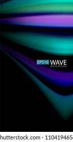 Abstract wave lines fluid rainbow style color stripes on black background. Vector artistic illustration for presentation, app wallpaper, banner or poster